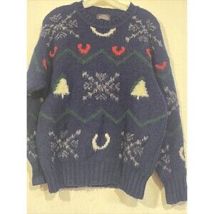 Vintage Kenneth Gordon 100% Wool Blue  Sweater  Mens Medium